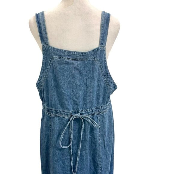 Vintage Western Button Front Denim Jumper Maxi Dress Sleeveless Y2K size 14 - Picture 5 of 6